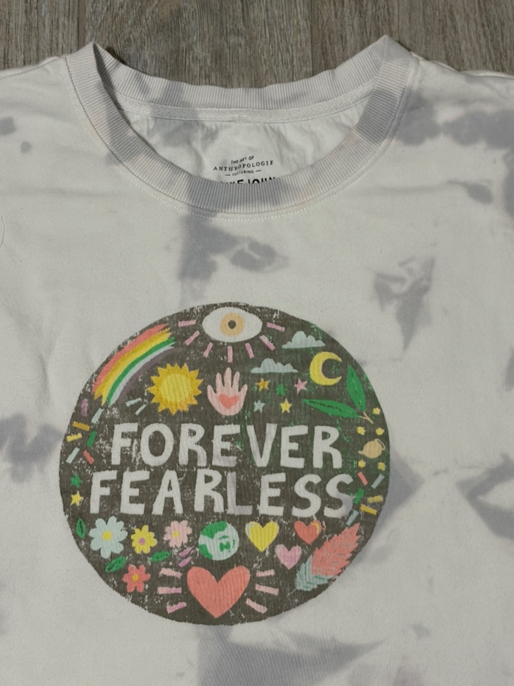 Women's Anthropologie Forever Fearless Blue Tie Dye Short Sleeve Sweatshirt-XS